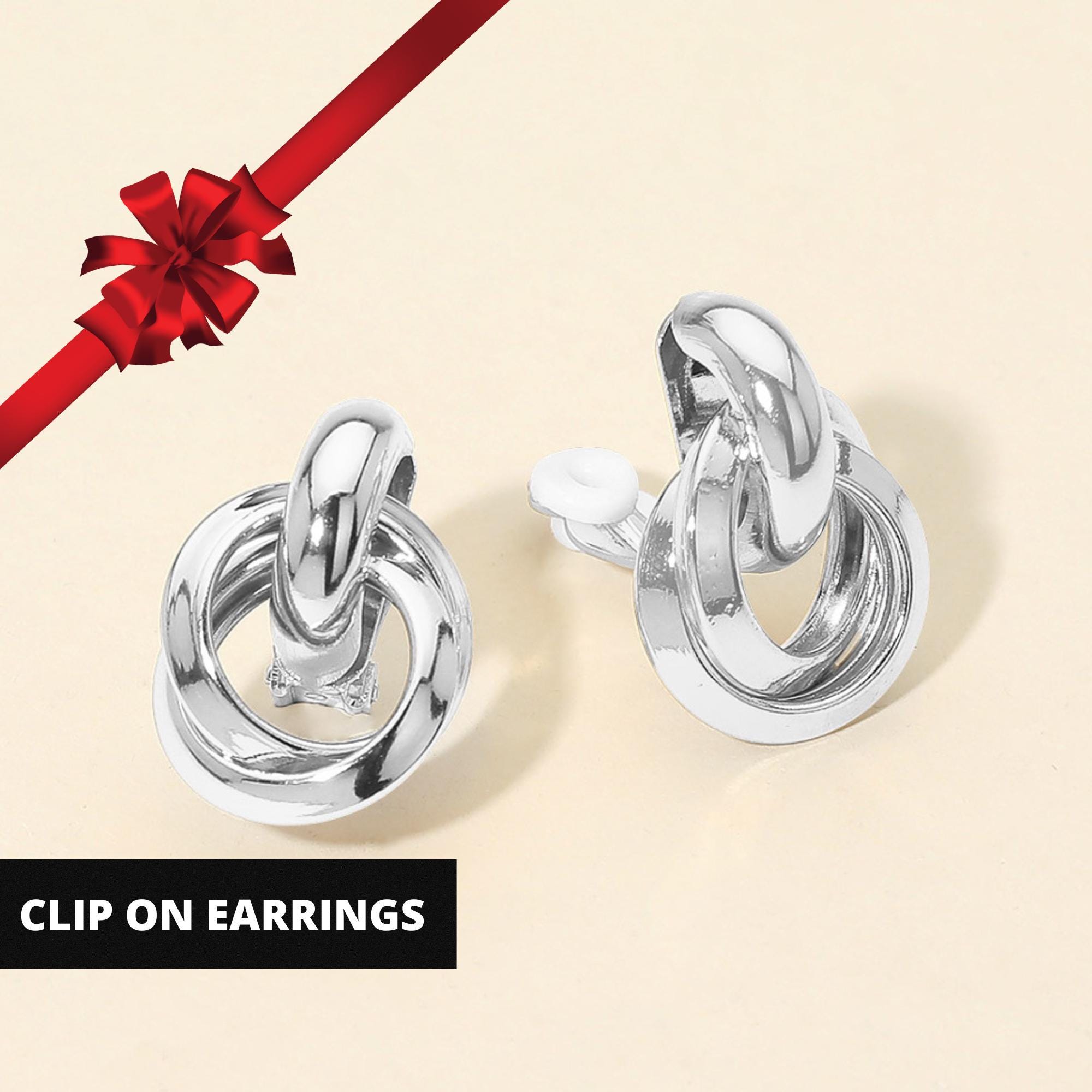 Lightweight Silver Clip On Earrings, Knocker Clip On Statement Earrings, Gift for her, Silver Studs