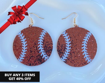 Pendientes de béisbol brillantes, pendientes del día del juego, pendientes deportivos, regalo para amantes de los deportes, joyas de béisbol, regalo para ella, regalo para mamá