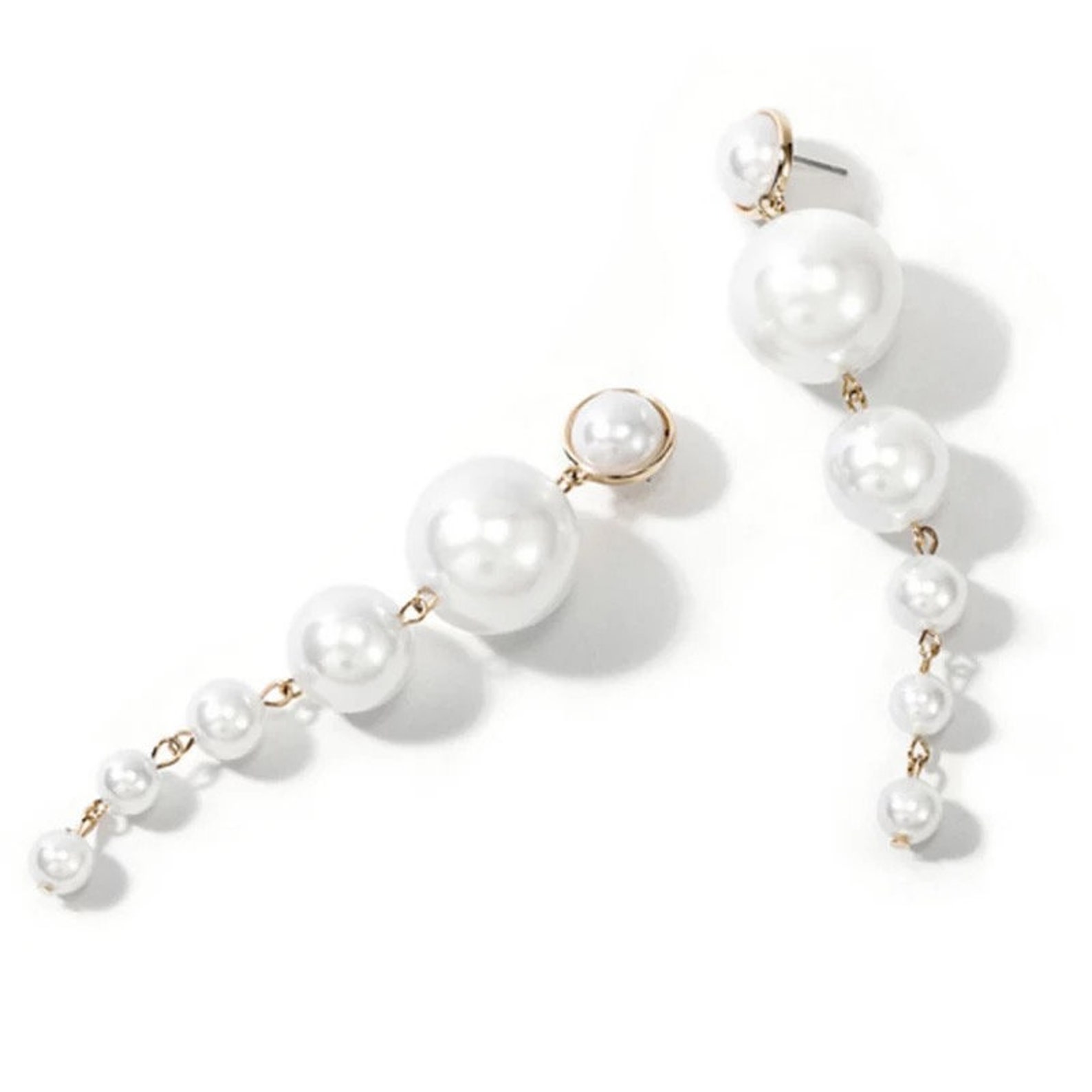 Pearl drop earrings Pearl string earring Statement earrings Etsy