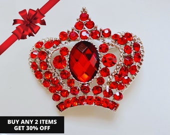 DELTA Brooch, Gift for Soror, Delta Red and Silver Brooch, Crown Brooch, Queen Brooch, DELTA Jewelry, Sorority Gift, Sorority Brooch
