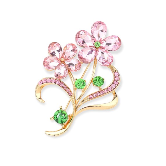 AKA Brooch Crystal Pink and Green Brooch Wedding Brooch Etsy