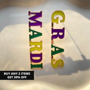 Mardi Gras Earrings, Mardi Gras Letter Earrings, Mardi Gras Jewelry, Carnival Earrings, Mardi Gras Gift for her, Statement Earrings