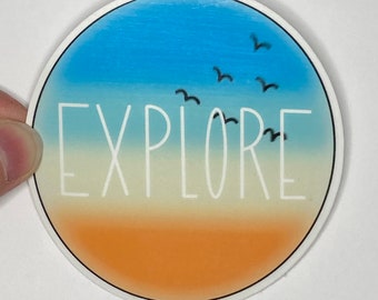 Explore Gradient Vinyl Sticker | Waterproof Sticker | Water Bottle Sticker | Car Sticker | Nature Sticker | Nature Lover Gift
