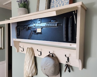 Locking Shelf with Hangers and Hidden Storage