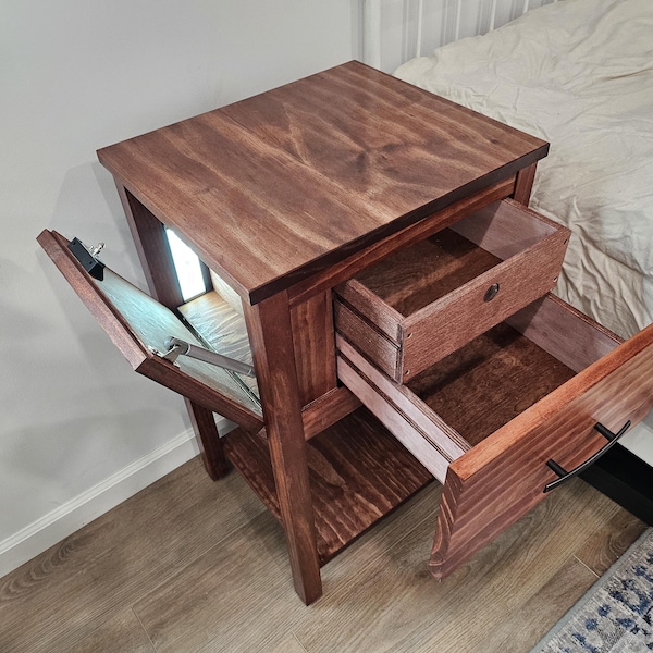 Side table with rfid locking compartment. Ask about custom sizes! Nightstand