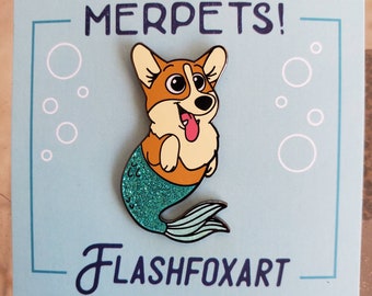 MerPets! Corgi Mermaid Enamel Pins