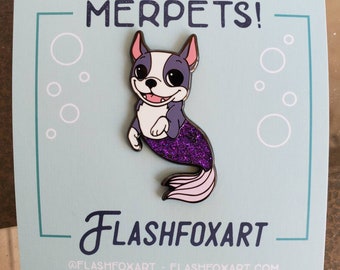 Merpets! Boston Terrier Mermaid Enamel Pin