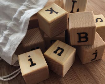 Wood Alphabet Blocks / Wood Blocks / Alphabet Blocks / Natural Wood Blocks / ABC Blocks