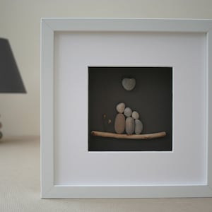 Pebble art family of three, Pebble art family of 3, Pebble art family, Unique family gift, costumised family art work