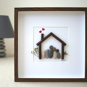 Pebble art new home, Pebble art family of 5, Pebble art, Pebble art picture, New home gift, Personalised gift, Grandparents gift, home decor