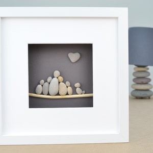 Pebble art family of five with dog, Pebble art family of 5, Pebble art dog, Pebble art family with dog, Family picture gift, Unique gift