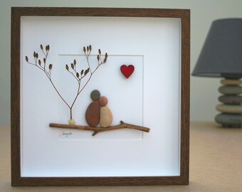 Valentine's gift,  Pebble art picture, Valentine's day, Pebble art gift, Valentine's present, Rock art picture, Gift for her, Gift for him