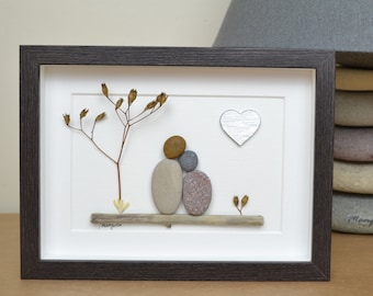 70th 70 Years Platinum Wedding Anniversary Pebble art picture 70 anniversary Married Couple Husband Wife Gift Family Frame Personalised gift