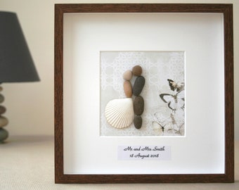 Huwelijkscadeau, Pebble art bruiloft, Pebble art paar, Pebble art foto, Pebble art familie, Valentijnsdag, Verjaardagscadeau, Oudercadeau