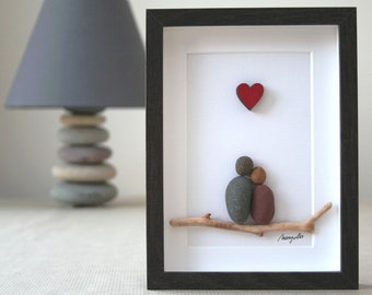 Pebble art couple, Pebble art picture, Pebble art family of 2, Anniversary gift, Grandparents gift, Birthday gift, Valentine gift