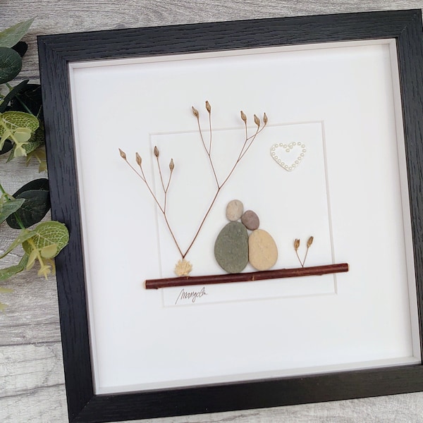 30th 30 Years Pearl Wedding Anniversary Pebble art picture 30 anniversary Married Couple Husband Wife Gift Family Frame Personalised gift