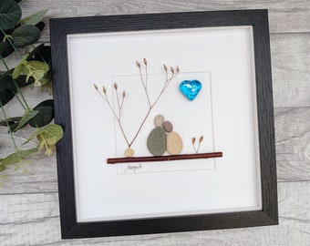 45e 45 jaar saffier huwelijksverjaardag kiezel kunst foto 45 verjaardag getrouwd stel man vrouw cadeau familie lijst gepersonaliseerd cadeau