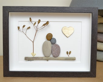 50th 50 Years Golden Wedding Anniversary Pebble art picture 50 anniversary Married Couple Husband Wife Gift Family Frame Personalised gift