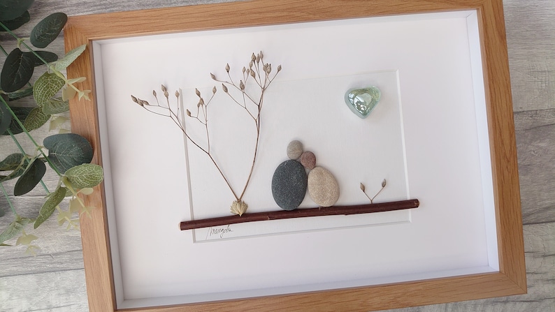 15th 15 Years Crystal Wedding Anniversary Pebble art picture 15 anniversary Married Couple Husband Wife Gift Family Frame Personalised gift image 6