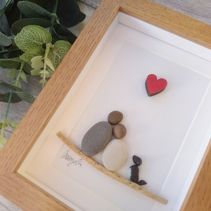 Pebble art couple with dog, Pebble art picture, Pebble art family of 2, Pebble art couple with pet, Family with pet, Couple gift, Wedding
