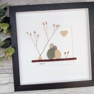 1st 1 Years Paper Wedding Anniversary Pebble art picture 1 anniversary Married Couple Husband Wife Gift Family Frame Personalised gift
