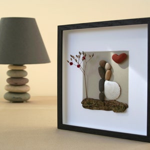 Pebble art wedding, Pebble art couple, Pebble art picture, Pebble art family, Valentine's day, Anniversary gift, Wedding gift, Parent's gift image 4