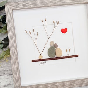 12th 12 Years Silk Wedding Anniversary Pebble art picture 12 anniversary Married Couple Husband Wife Gift Family Frame Personalised gift image 4
