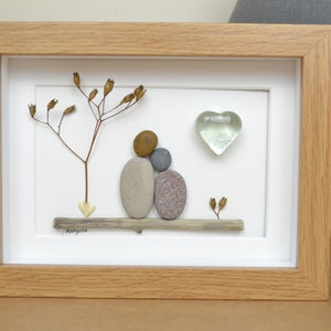 15th 15 Years Crystal Wedding Anniversary Pebble art picture 15 anniversary Married Couple Husband Wife Gift Family Frame Personalised gift image 3