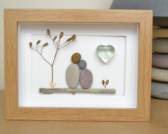 15th 15 Years Crystal Wedding Anniversary Pebble art picture 15 anniversary Married Couple Husband Wife Gift Family Frame Personalised gift