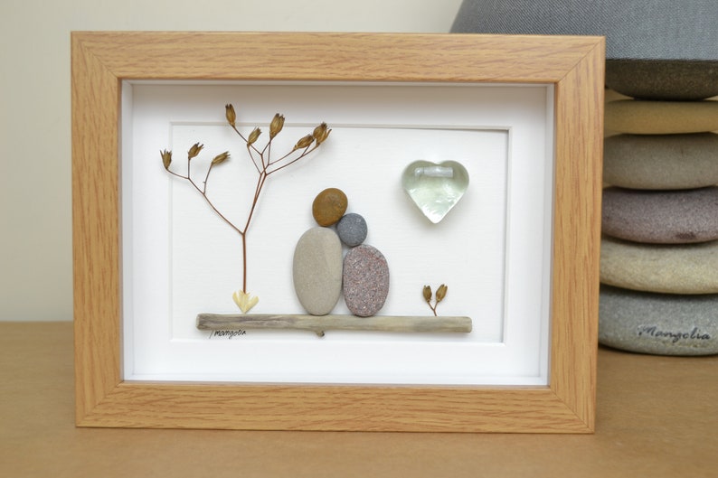15th 15 Years Crystal Wedding Anniversary Pebble art picture 15 anniversary Married Couple Husband Wife Gift Family Frame Personalised gift image 3