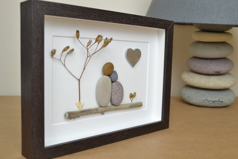 20th 20 Years China Wedding Anniversary Pebble art picture 20 anniversary Married Couple Husband Wife Gift Family Frame Personalised present image 3