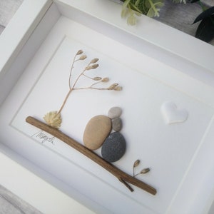 12th 12 Years Silk Wedding Anniversary Pebble art picture 12 anniversary Married Couple Husband Wife Gift Family Frame Personalised gift image 2