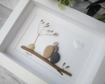 12th 12 Years Silk Wedding Anniversary Pebble art picture 12 anniversary Married Couple Husband Wife Gift Family Frame Personalised gift