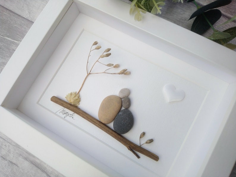 12th 12 Years Silk Wedding Anniversary Pebble art picture 12 anniversary Married Couple Husband Wife Gift Family Frame Personalised gift image 2