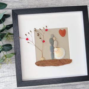 Pebble art wedding, Pebble art couple, Pebble art picture, Pebble art family, Valentine's day, Anniversary gift, Wedding gift, Parent's gift image 1