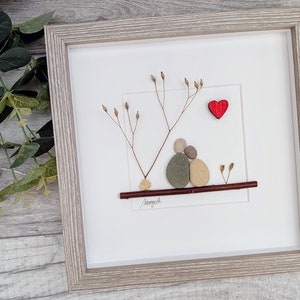 Pebble art couple, Pebble art picture, Personalised gift, valentine&#39;s gift, wedding gift, Pebble art family 2, Grandparents gift