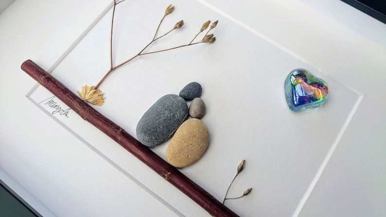 24th 24 years 34th 24 Years Opal Wedding Anniversary Pebble art picture 24 34 anniversary Married Couple Husband Wife Gift Personalised gift image 4