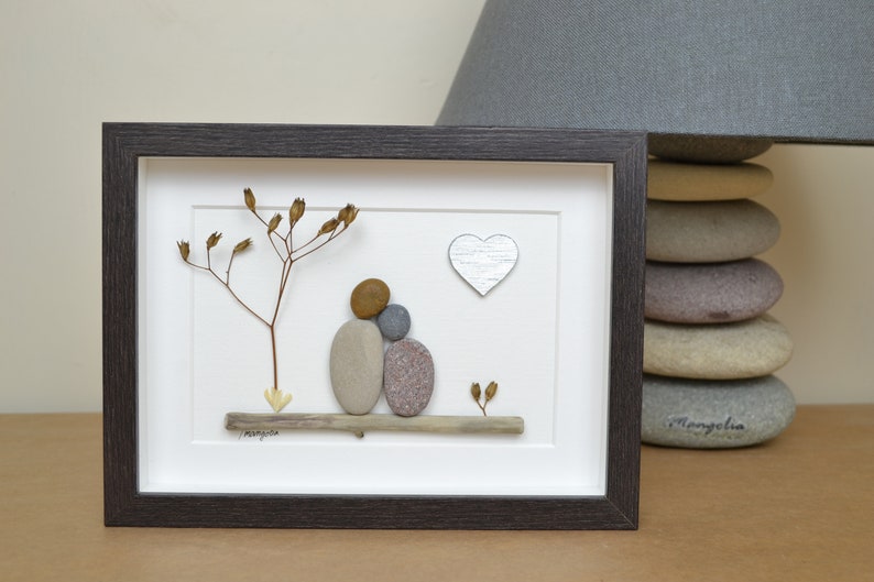 20th 20 Years China Wedding Anniversary Pebble art picture 20 anniversary Married Couple Husband Wife Gift Family Frame Personalised present image 1