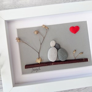 12th 12 Years Silk Wedding Anniversary Pebble art picture 12 anniversary Married Couple Husband Wife Gift Family Frame Personalised gift image 3