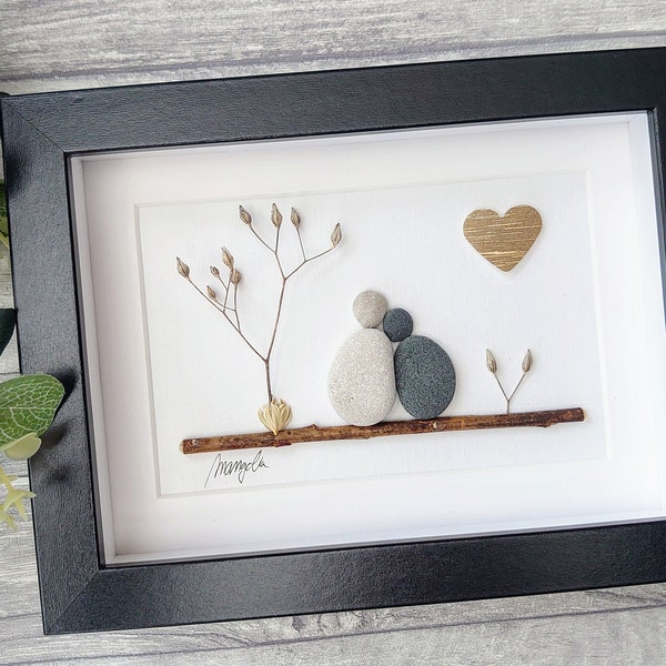 50th 50 Years Golden Wedding Anniversary Pebble art picture 50 anniversary Married Couple Husband Wife Gift Family Frame Personalised gift