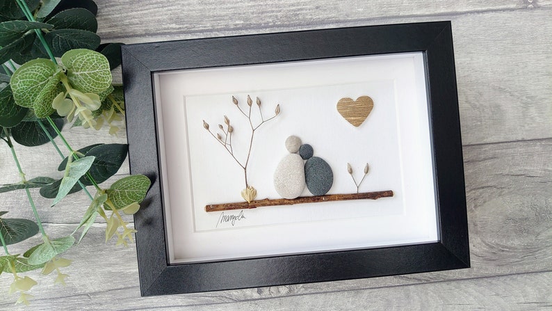 50th 50 Years Golden Wedding Anniversary Pebble art picture 50 anniversary Married Couple Husband Wife Gift Family Frame Personalised gift image 1