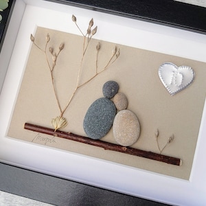 10th 10 Years Tin Wedding Anniversary Pebble art picture Married Couple Husband Wife Gift Family Frame Personalised Message image 8