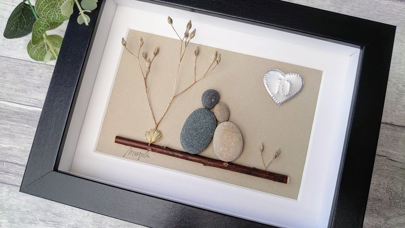 10th 10 Years Tin Wedding Anniversary Pebble art picture Married Couple Husband Wife Gift Family Frame Personalised Message image 8