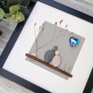 65th 65 Years  Blue Sapphire Wedding Anniversary Pebble art picture 65 anniversary Married Couple Husband Wife Gift  Personalised gift