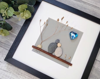 65e 65 jaar blauwe saffier huwelijksverjaardag Pebble kunst foto 65 verjaardag getrouwd stel man vrouw cadeau gepersonaliseerd cadeau