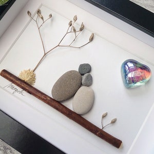 24th 24 years 34th 24 Years Opal Wedding Anniversary Pebble art picture 24 34 anniversary Married Couple Husband Wife Gift Personalised gift image 2