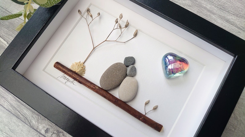 24th 24 years 34th 24 Years Opal Wedding Anniversary Pebble art picture 24 34 anniversary Married Couple Husband Wife Gift Personalised gift image 2