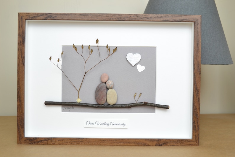 20th 20 Years China Wedding Anniversary Pebble art picture 20 anniversary Married Couple Husband Wife Gift Family Frame Personalised present image 4