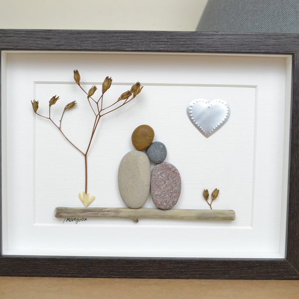 11th 11 Years Steel Wedding Anniversary Pebble art picture Married Couple Husband Wife Gift Family Frame Personalised - Message