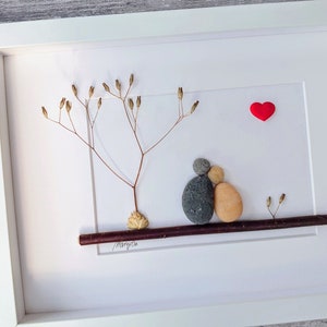 12th 12 Years Silk Wedding Anniversary Pebble art picture 12 anniversary Married Couple Husband Wife Gift Family Frame Personalised gift image 6